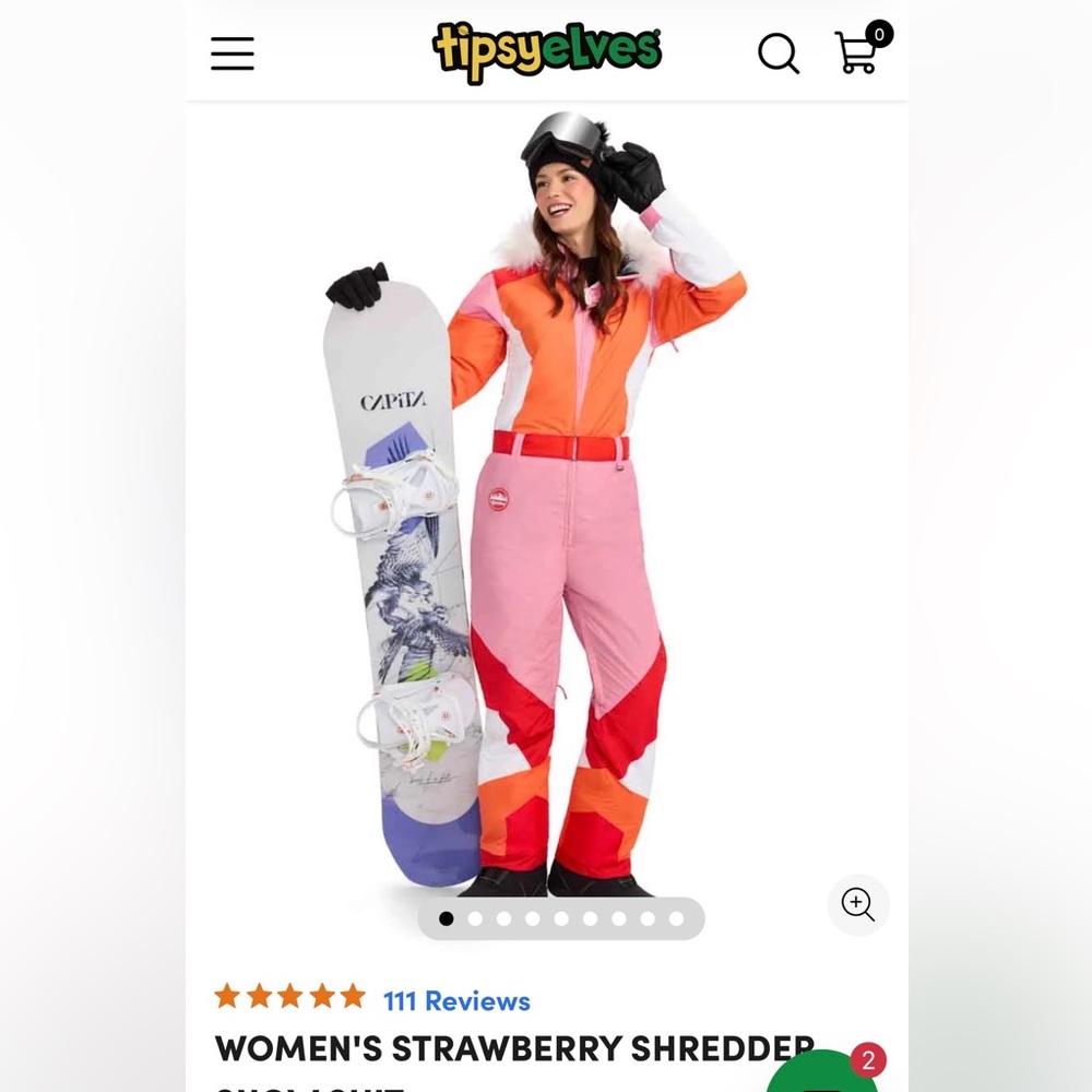 Tipsy Elves Women’s Ski Suit - Strawberry Shredder - Picture 12 of 16